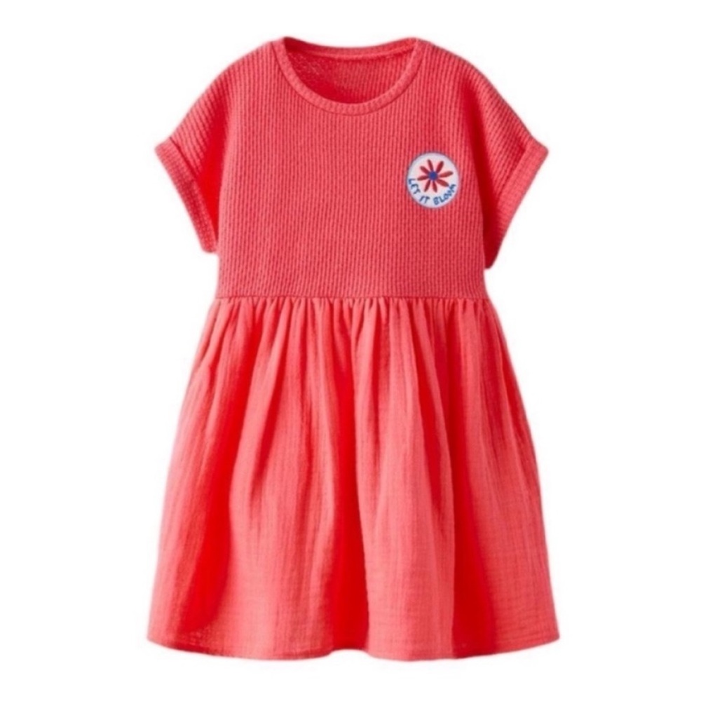 Zara Kids, Coral Red, Combination Embroidered Dress, 3 years